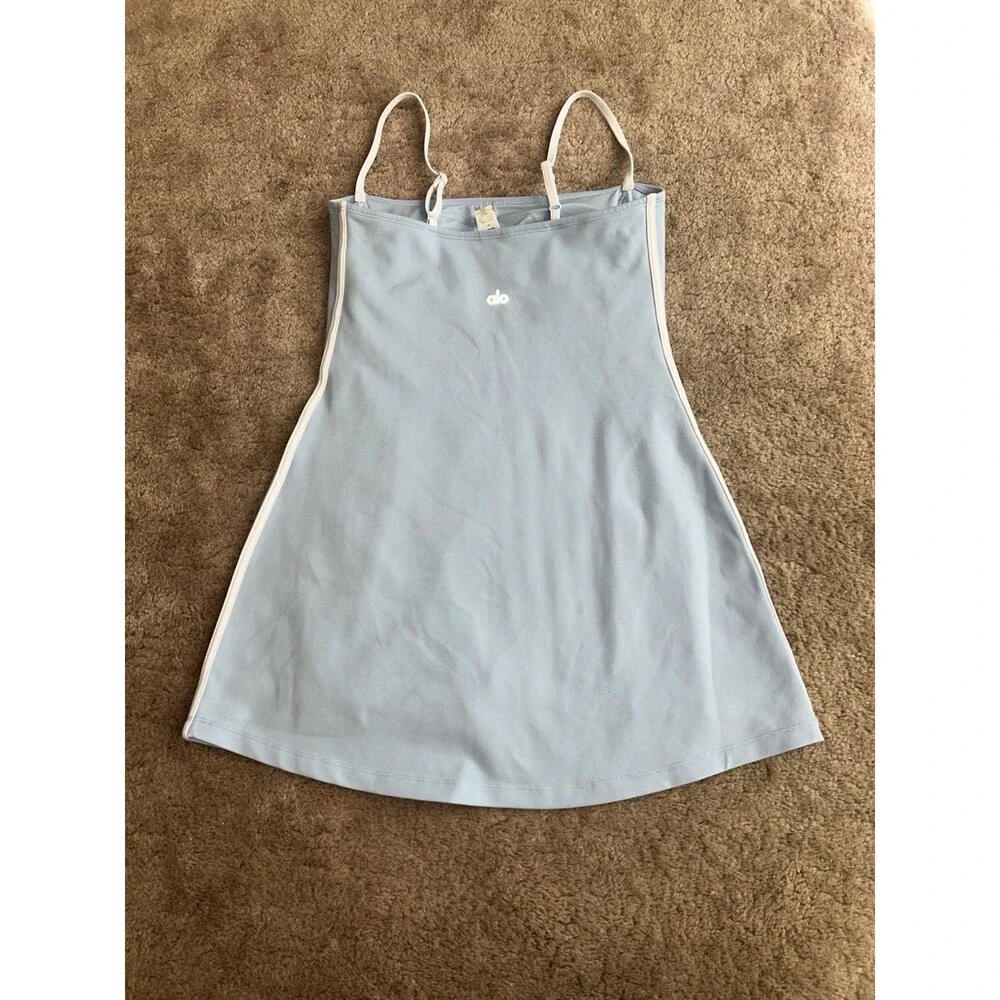 Alo Yoga Airbrush Streamlined Dress Seashell Blue White Size Medium - Picture 5 of 9